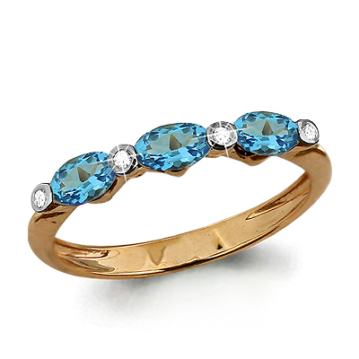 

Кольцо из серебра с топазом/фианитом р. Aquamarine 6525605, 6525605_925_з