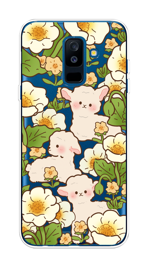 

Чехол на Samsung Galaxy A6 Plus "Овечки в цветах", Зеленый;бежевый, 26050-1