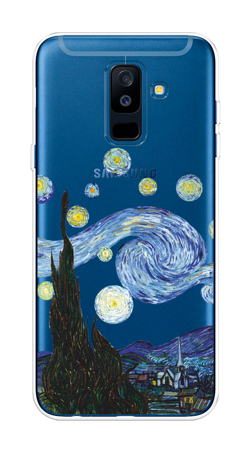 

Чехол на Samsung Galaxy A6 Plus "Ночь Ван Гога", Голубой;синий;черный, 26050-1