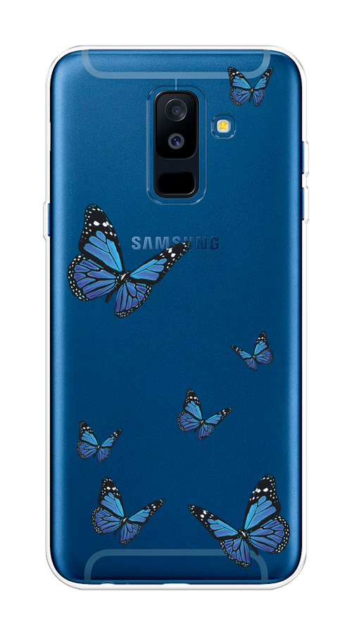 

Чехол на Samsung Galaxy A6 Plus "Blue butterflies", Синий;черный, 26050-1