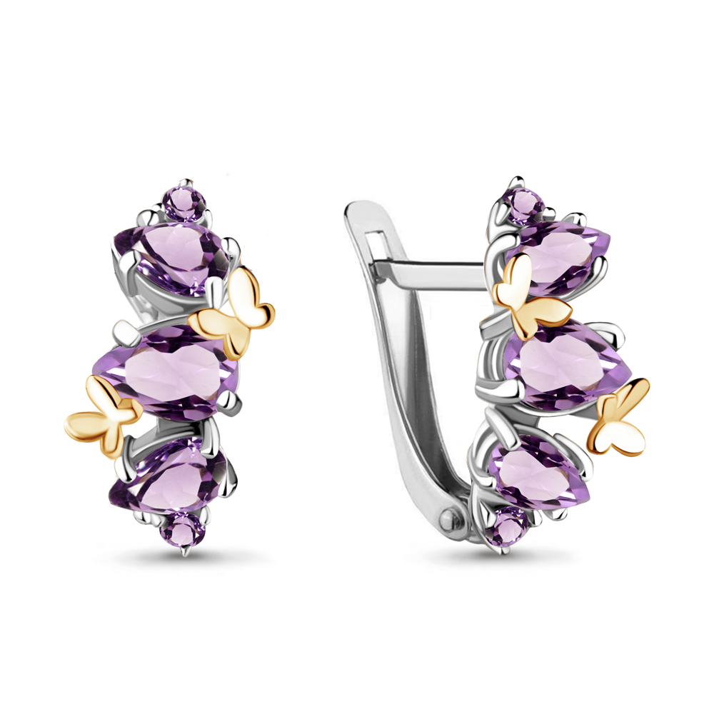 

Серьги из серебра с аметистом Aquamarine 4471704, 4471704_925_р