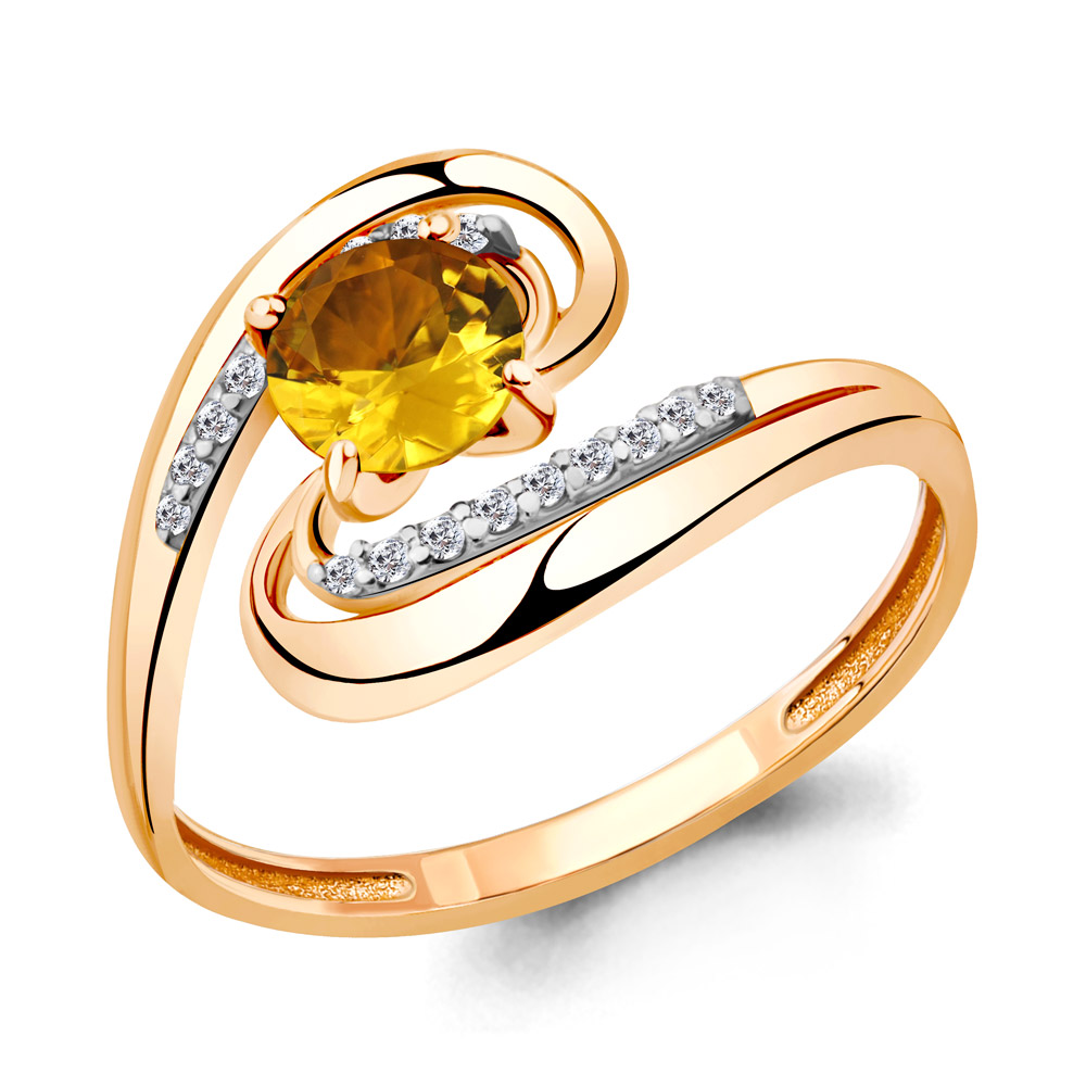 

Кольцо из серебра с цитрином/фианитом р., Aquamarine 6520506А, 6520506А_925_з
