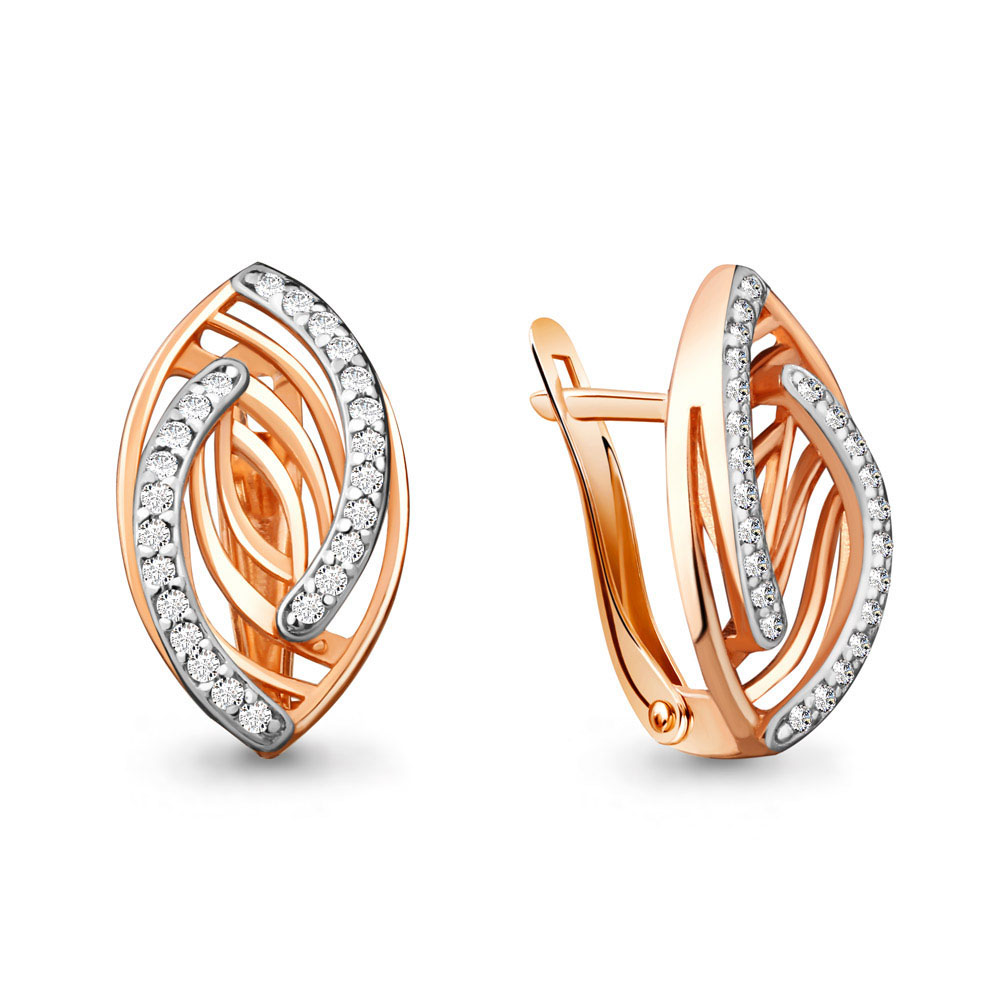 

Серьги из красного золота с фианитом Aquamarine 42538А, 42538А_585_кз