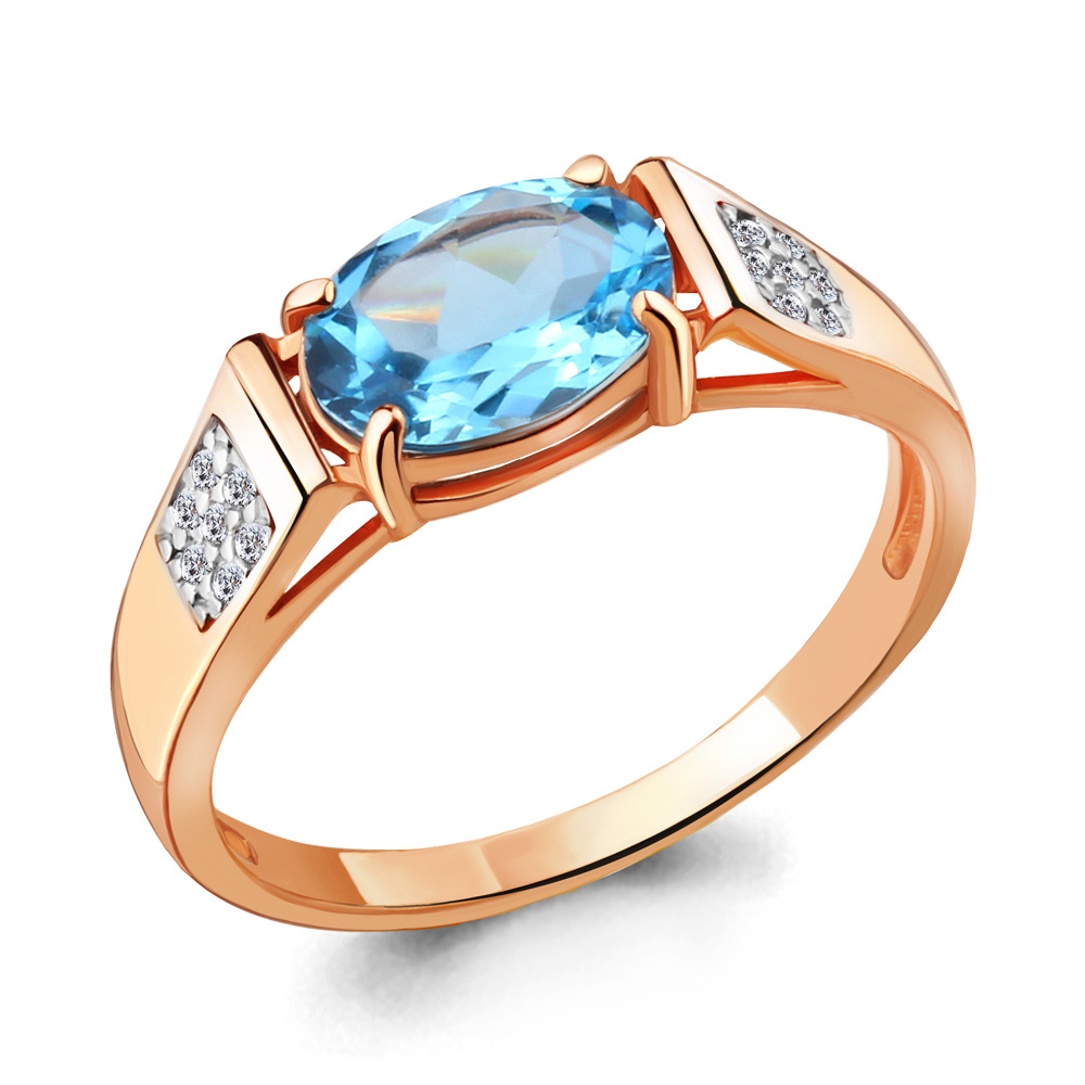 

Кольцо из серебра с топазом/фианитом р., Aquamarine 6914605А, 6914605А_925_з