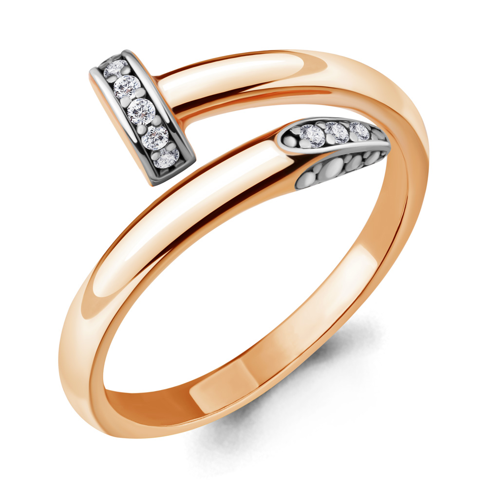

Кольцо из красного золота с фианитом р. Aquamarine 68096А, 68096А_585_кз
