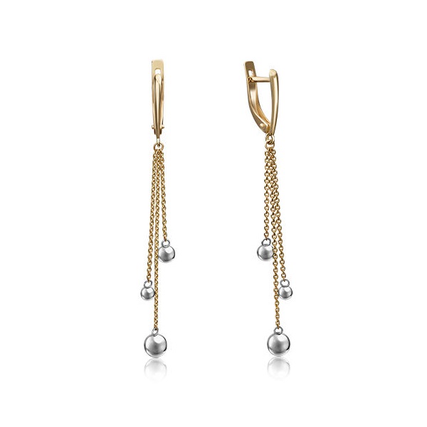 

Серьги подвески из комбинированного золота PLATINA jewelry 02-4302-00-000-1121-01, 02-4302-00-000-1121-01