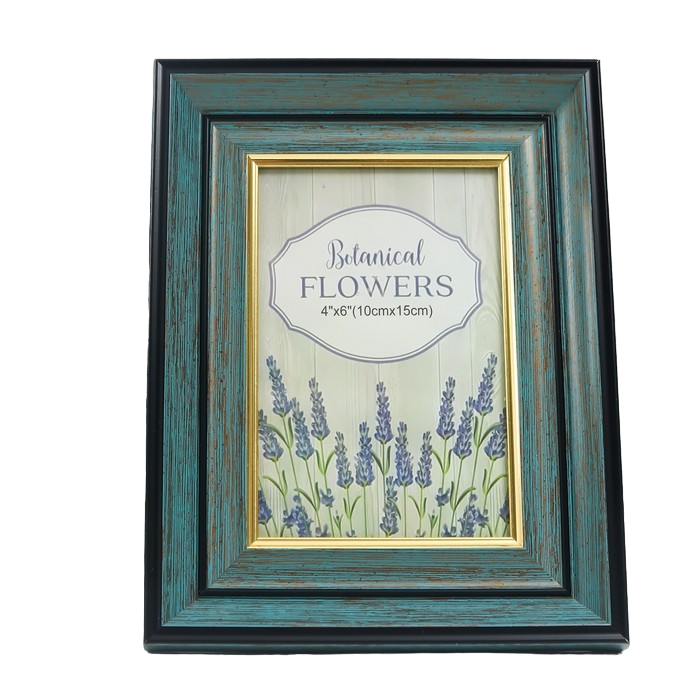 

Фоторамка пластик 10х15 см "Норвегия" голубая, чёрная обводка 21,7х16,8 см, Голубой