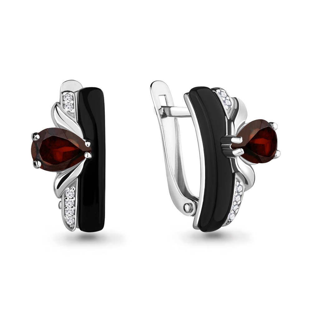 

Серьги из серебра с гранатом/керамикой/фианитом Aquamarine 4711803А, 4711803А_925_р