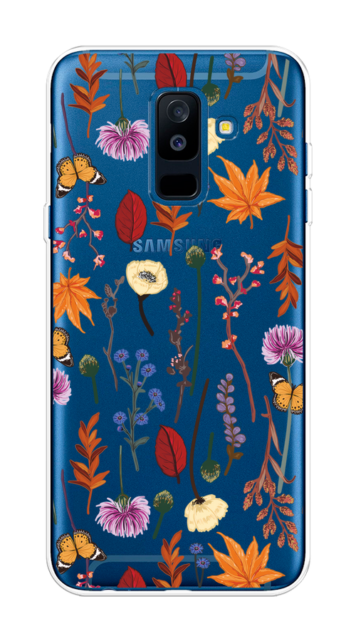 

Чехол на Samsung Galaxy A6 Plus "Orange Purple flowers", Оранжевый;красный;розовый;желтый;прозрачный, 26050-1