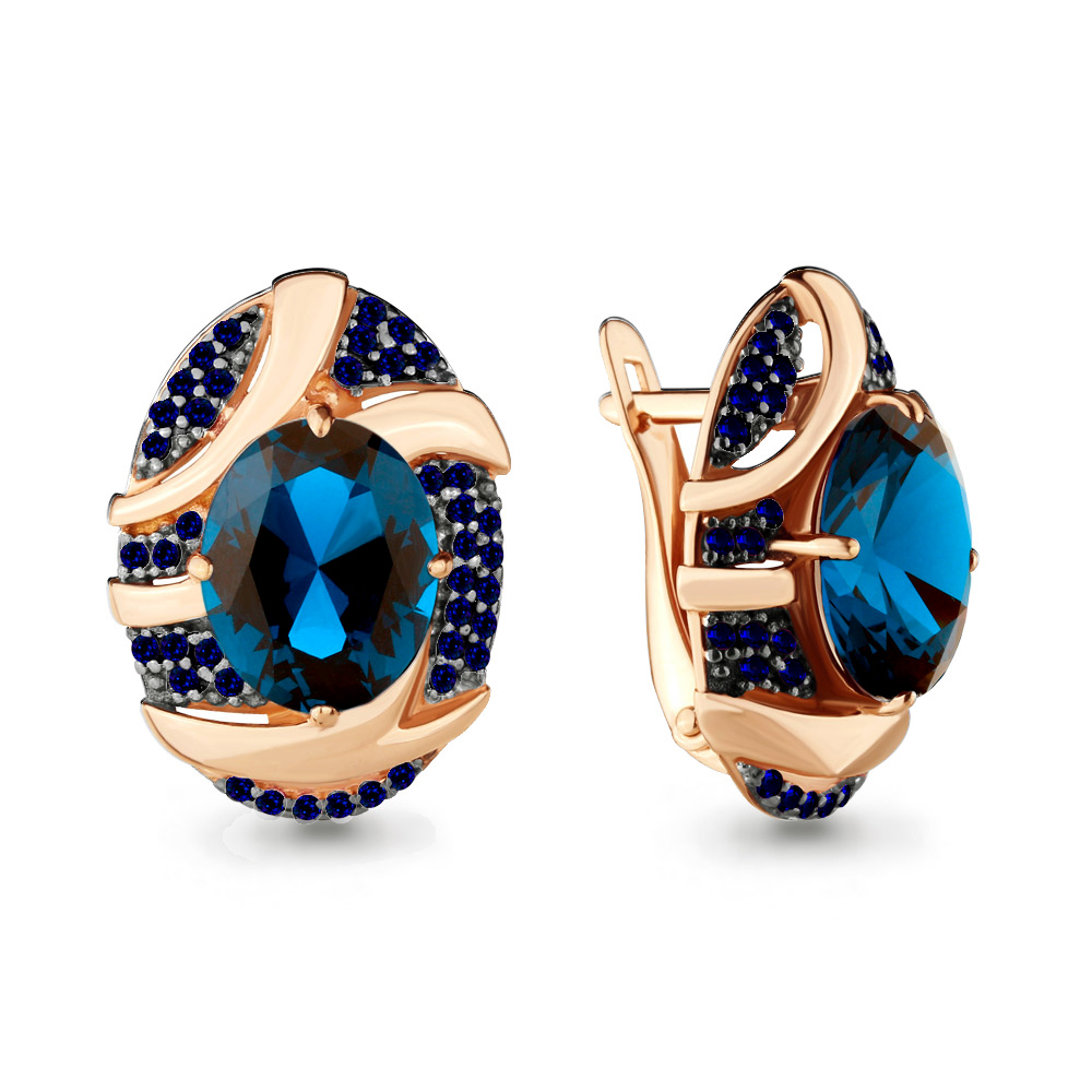 

Серьги из серебра с топазом искусственным/сапфиром искусственным Aquamarine 4703293Б, 4703293Б_925_з