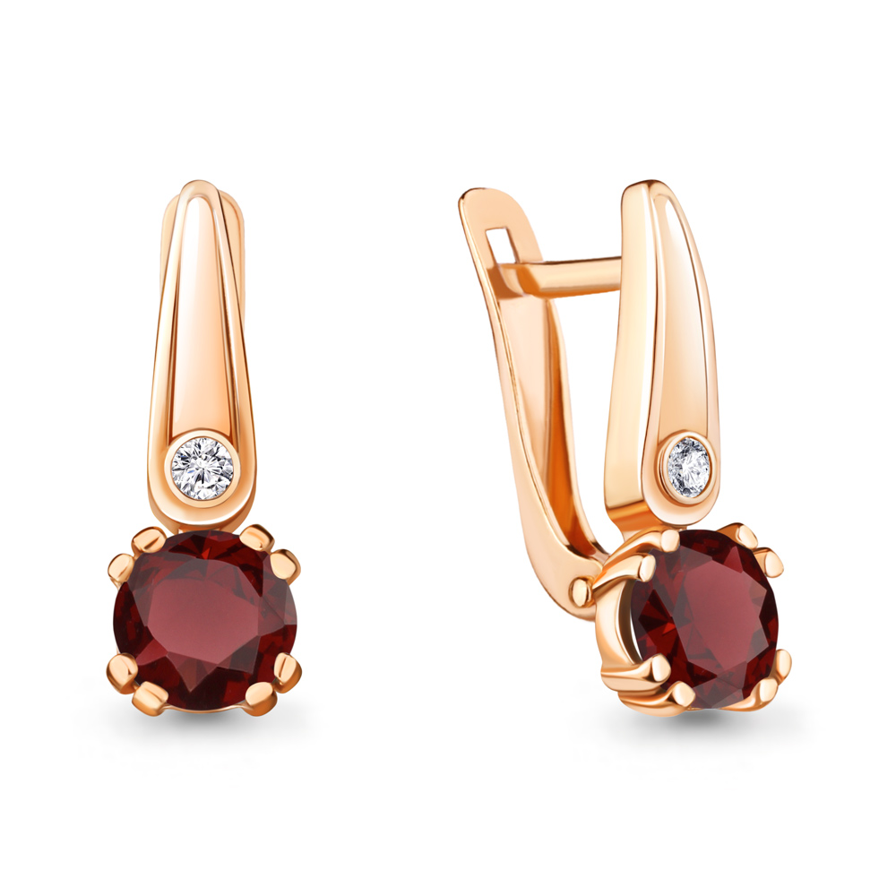 

Серьги из серебра с гранатом/фианитом Aquamarine 4731603А, 4731603А_925_з