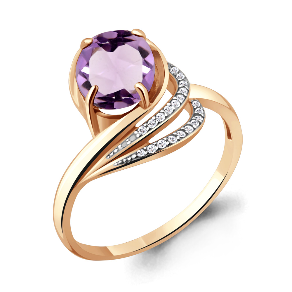 

Кольцо из серебра с аметистом/фианитом р., Aquamarine 6579504А, 6579504А_925_з