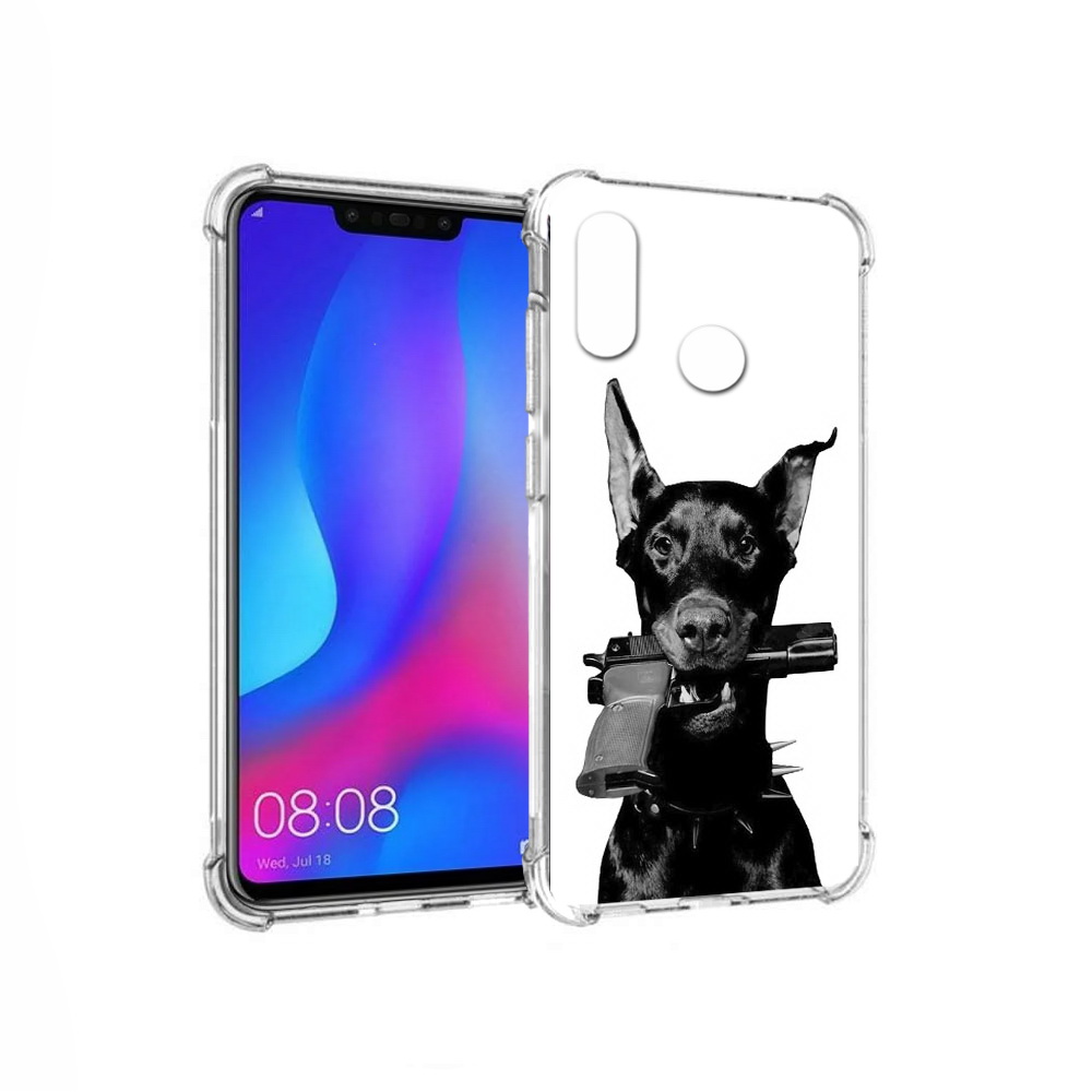 

Чехол MyPads Tocco для Huawei Nova 3 доберман с пистолетом (PT115710.27.331), Прозрачный, Tocco