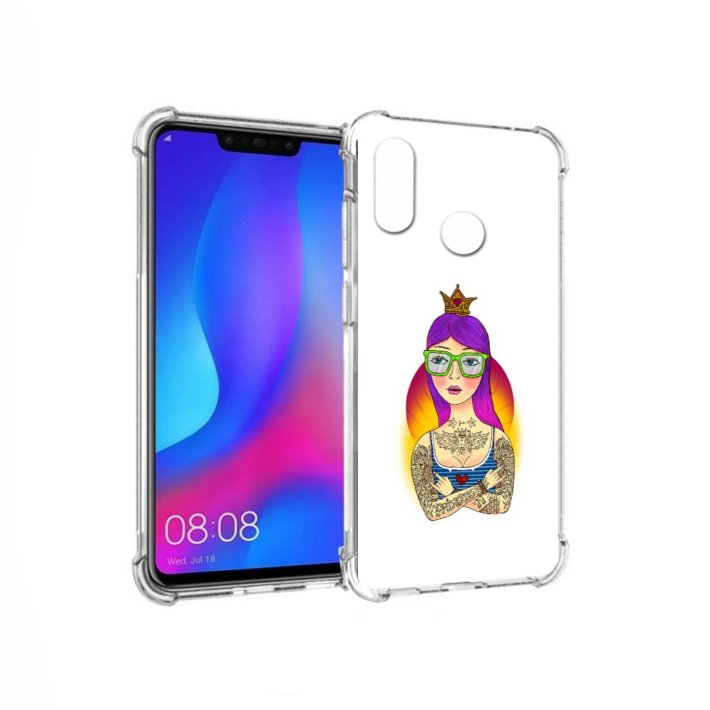 

Чехол MyPads Tocco для Huawei Nova 3 девушка в татуировках с короной (PT115710.27.305), Прозрачный, Tocco