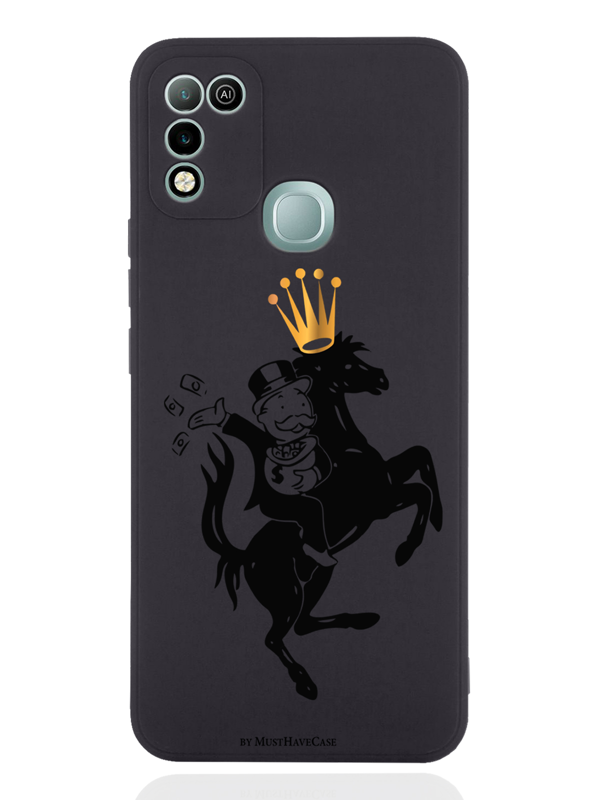 

Чехол MustHaveCase для Infinix Hot 11 Play Monopoly на коне черный, Черный;золотистый