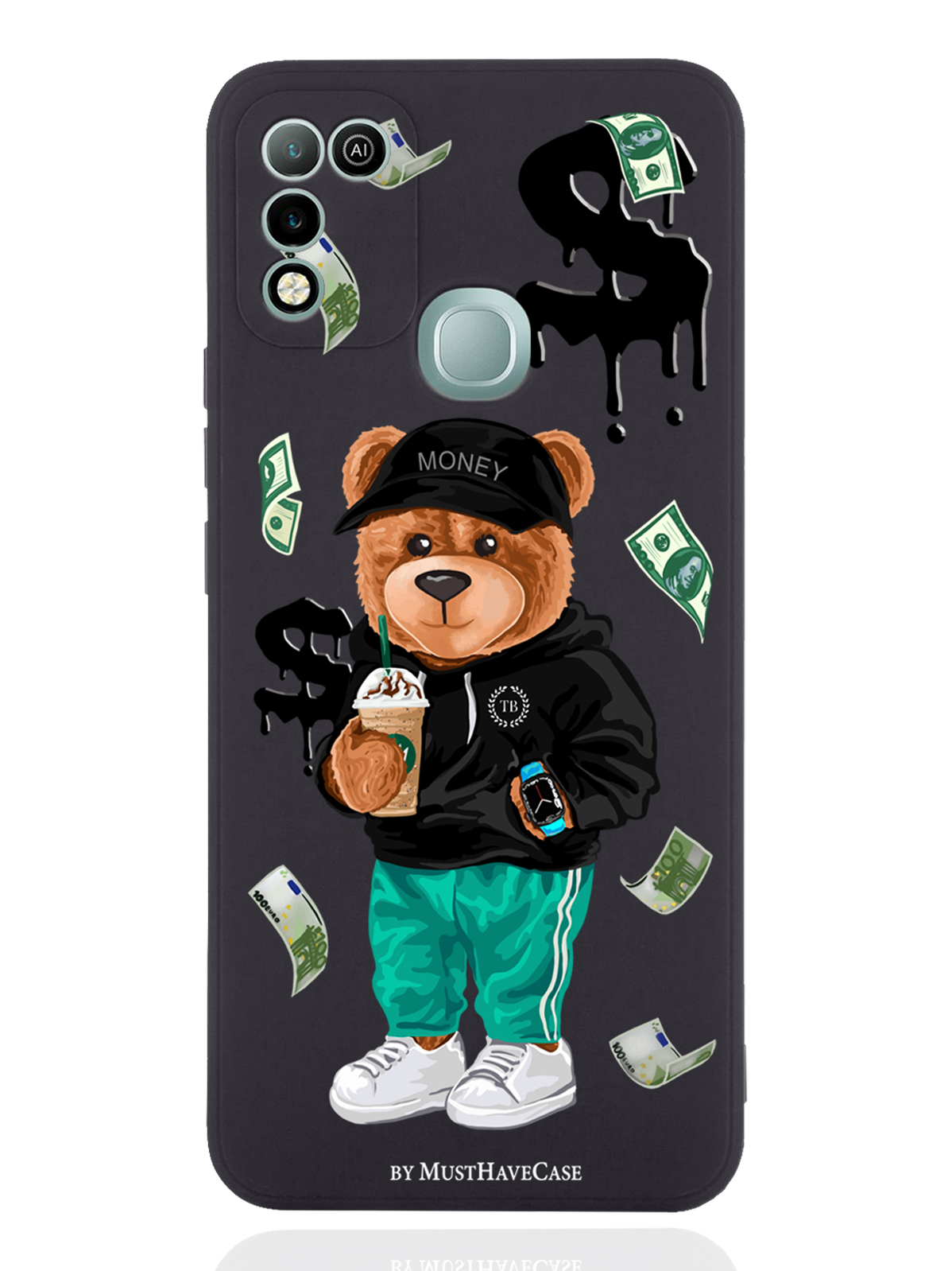 

Чехол MustHaveCase для Infinix Hot 11 Play Tony Bear/Мишка Тони черный, Черный;зеленый;коричневый