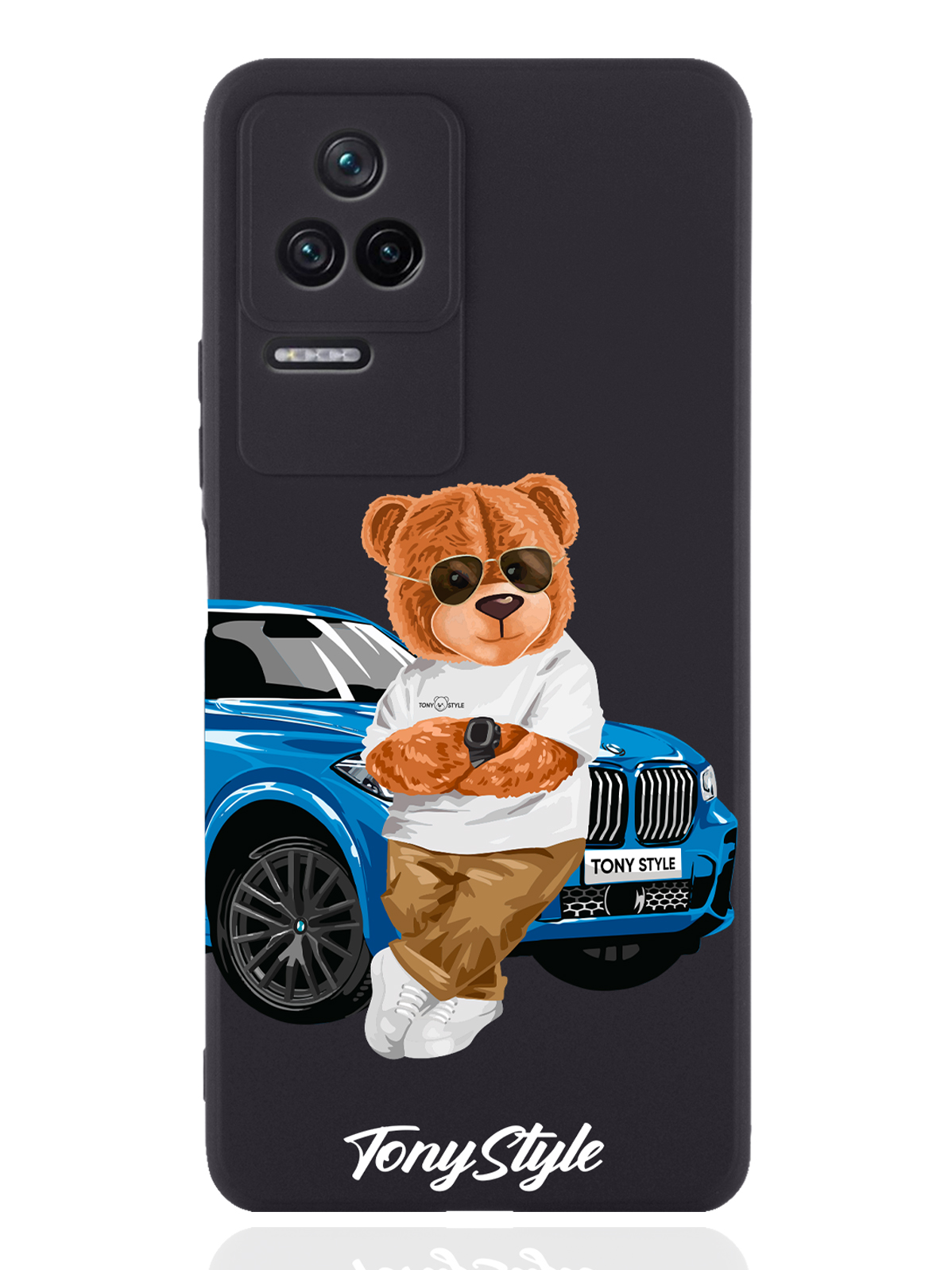 

Чехол Tony Style для Poco F4 Tony Style с машиной черный, Голубой;коричневый;белый