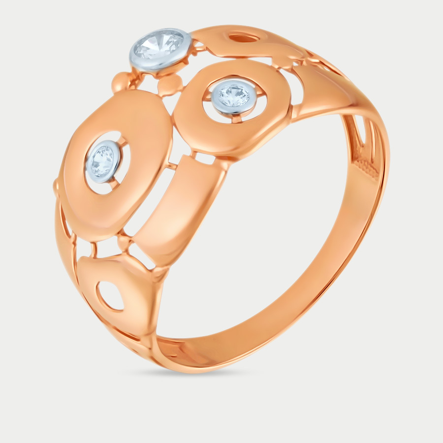 Кольцо из розового золота р. 18,5 Династия 014181-1102, фианит