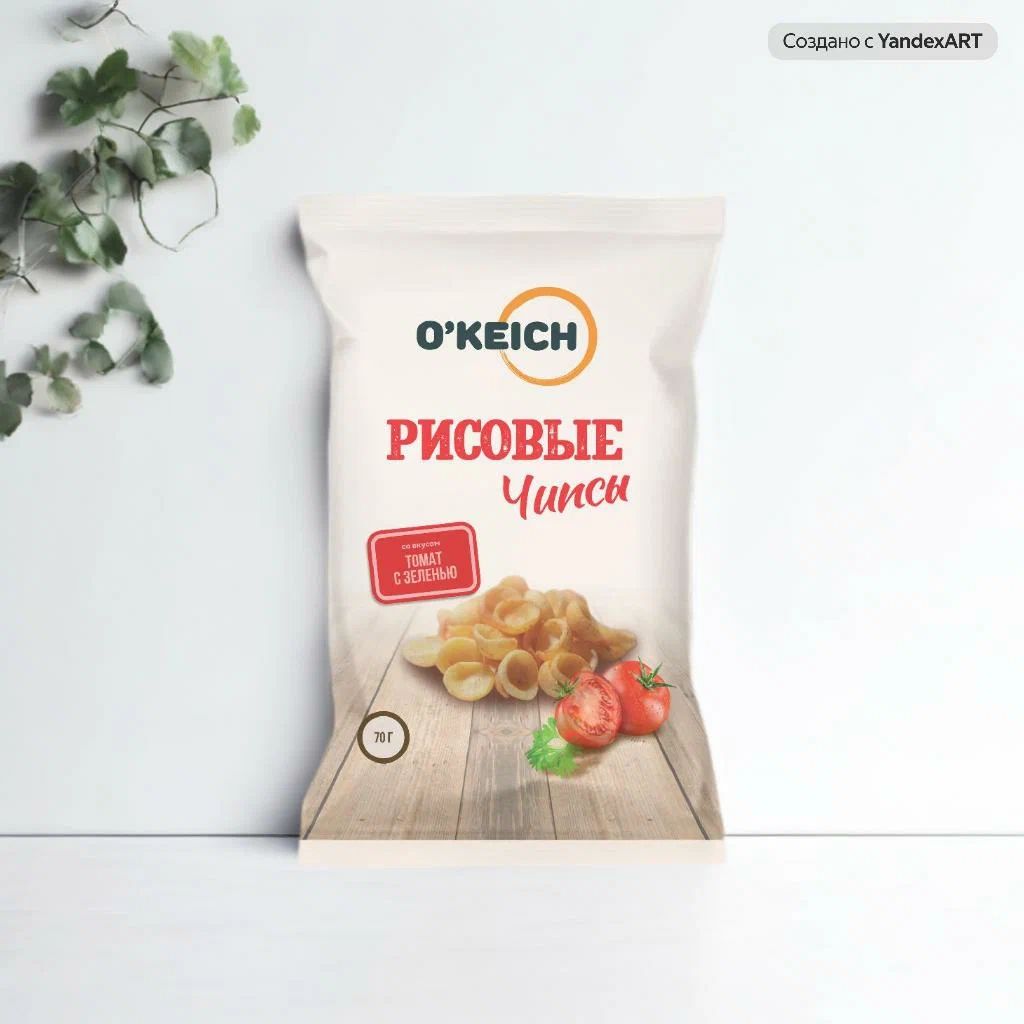 Рисовые чипсы O'Keich со вкусом Томат с Зеленью, 70 г х 8 шт