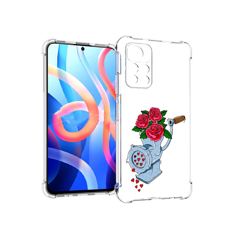 

Чехол MyPads Tocco для Xiaomi Poco M4 Pro 5G Цветочные сердца (PT200061.301.199), Прозрачный, Tocco