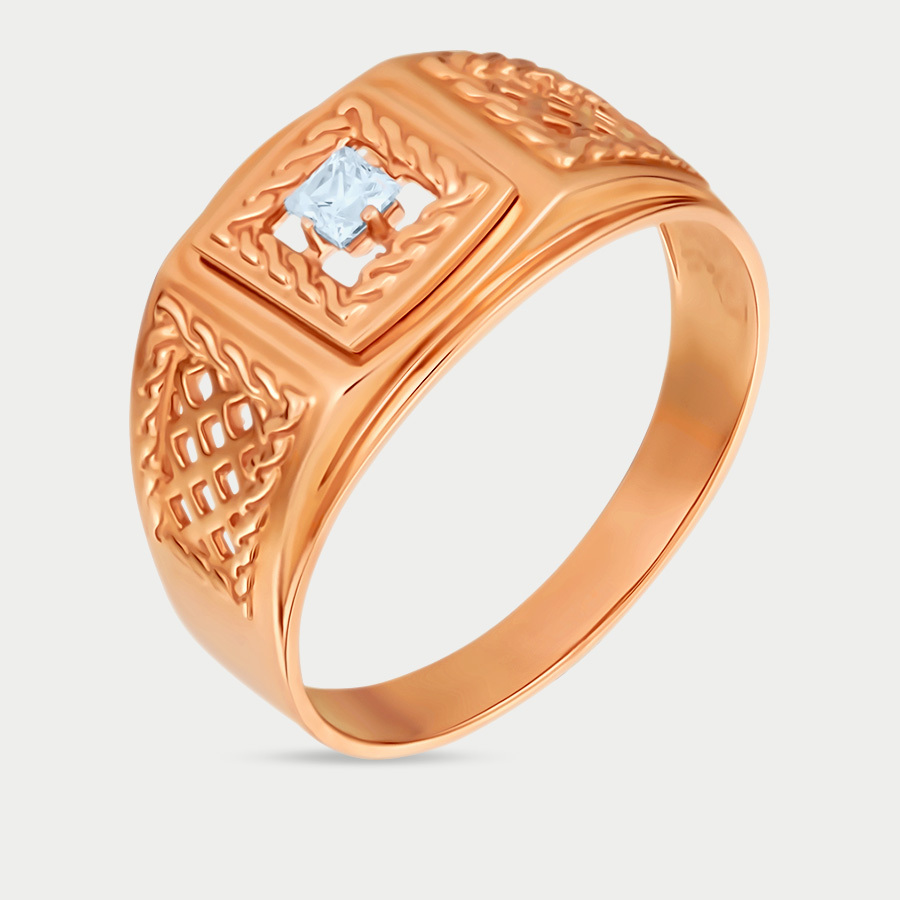 Кольцо из розового золота р. 21,5 Магнат 25044, фианит