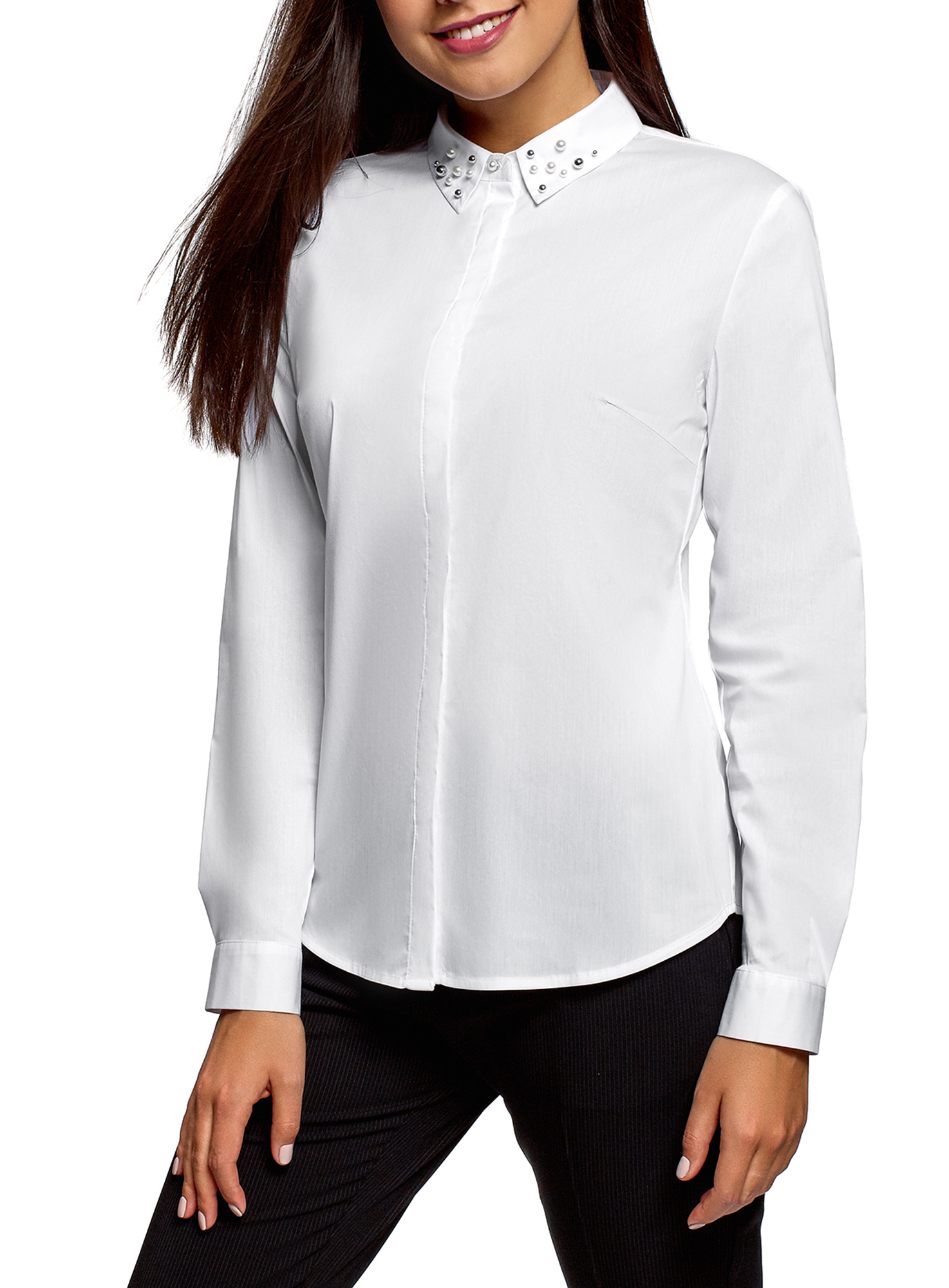 

Рубашка женская oodji 13K03003-1B белая 34 EU, 13K03003-1B