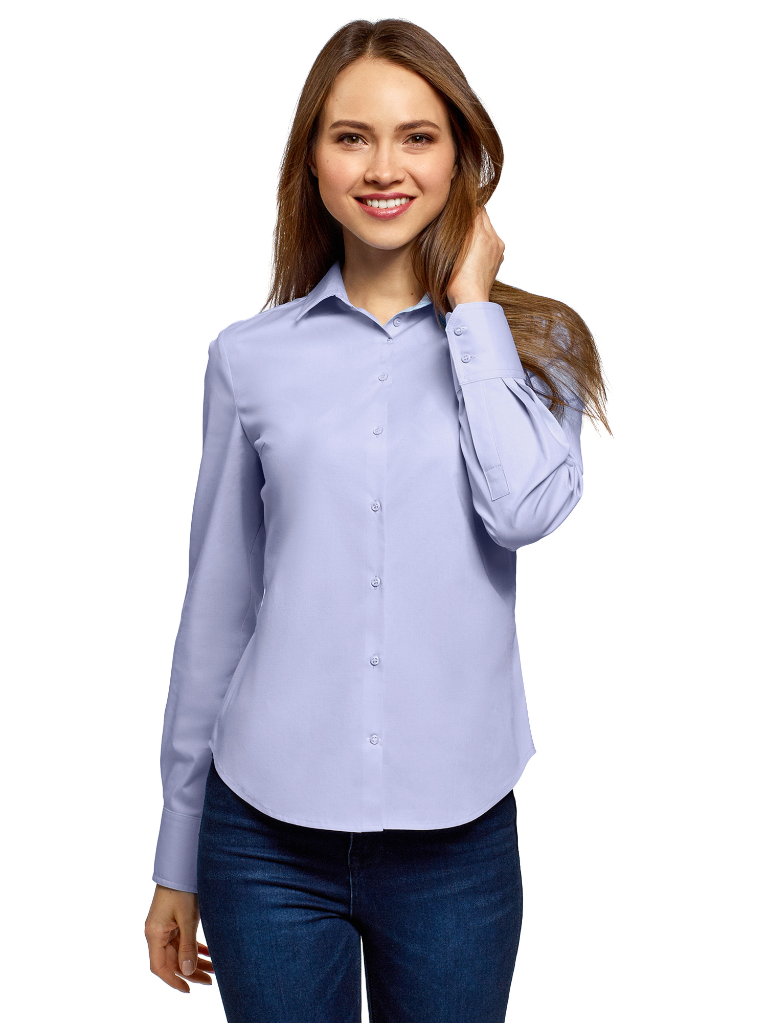 Рубашка женская oodji 13K03001-1B синяя 34/170