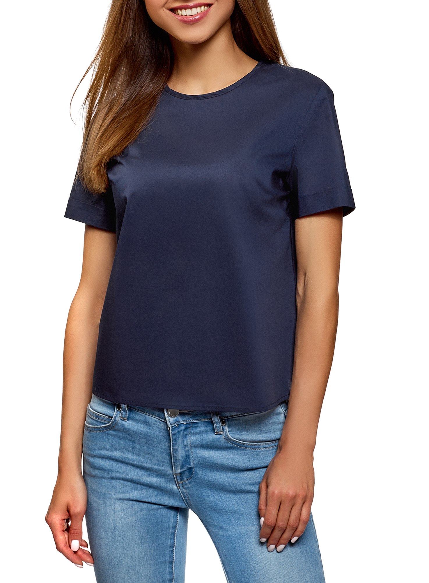 

Блуза женская oodji 13K01008 синяя 36 EU, 13K01008