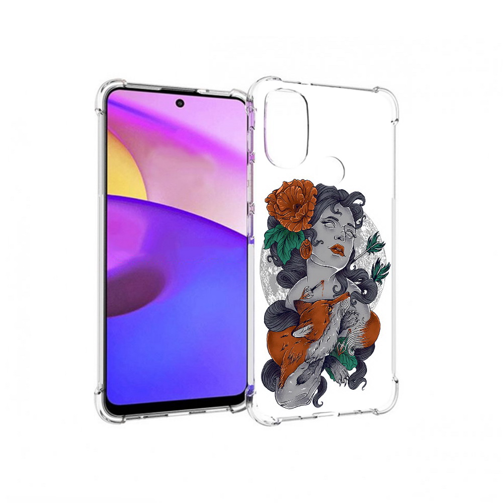 

Чехол MyPads Tocco для Motorola Moto E30 темная девушка с лисой (PT227074.357.639), Прозрачный, Tocco