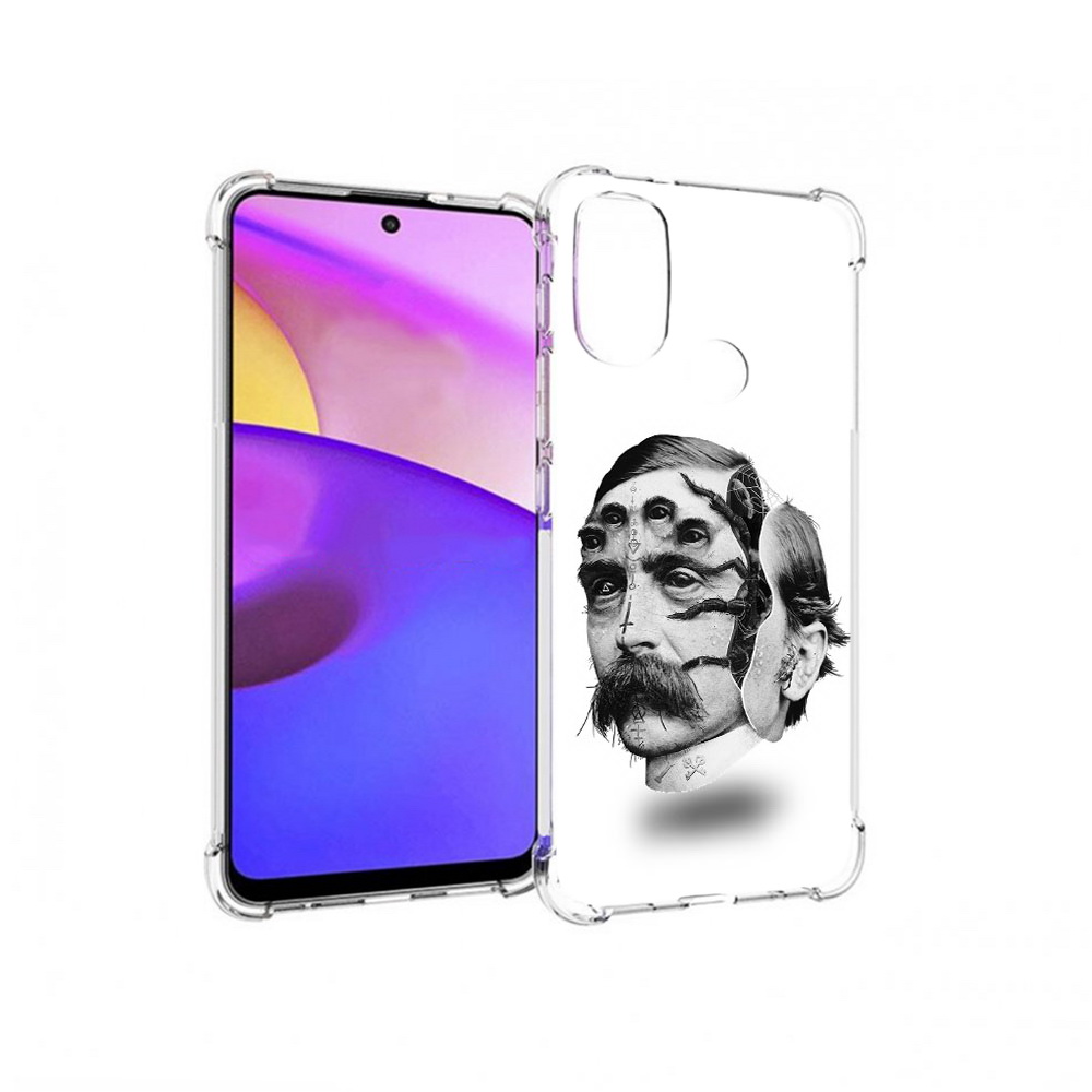 

Чехол MyPads Tocco для Motorola Moto E30 страшное лицо мужчины (PT227074.357.629), Прозрачный, Tocco