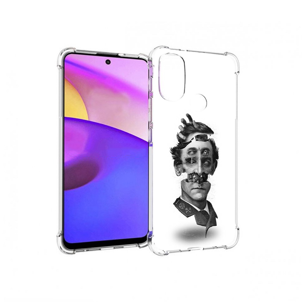 

Чехол MyPads Tocco для Motorola Moto E30 страшное лицо абстракция (PT227074.357.628), Прозрачный, Tocco
