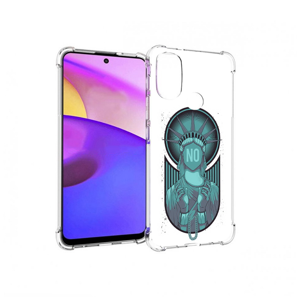 

Чехол MyPads Tocco для Motorola Moto E30 статуя свободы зеленый (PT227074.357.623), Прозрачный, Tocco