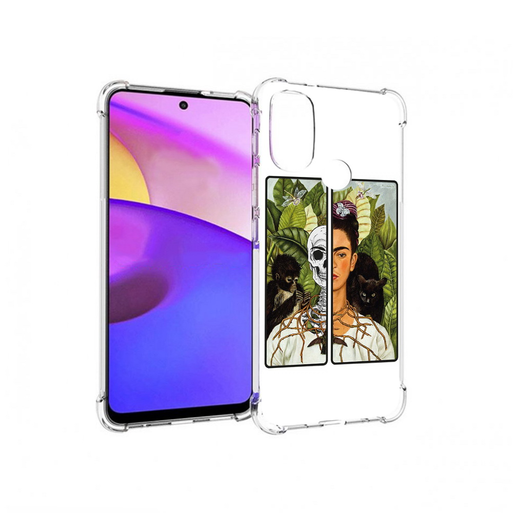 

Чехол MyPads Tocco для Motorola Moto E30 сдвоенная картинка девушка скелет, Прозрачный, Tocco