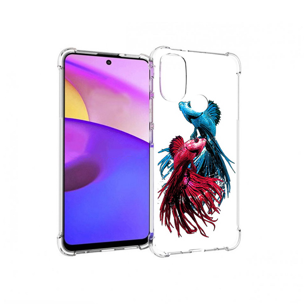 

Чехол MyPads Tocco для Motorola Moto E30 рыбы петушки (PT227074.357.592), Прозрачный, Tocco