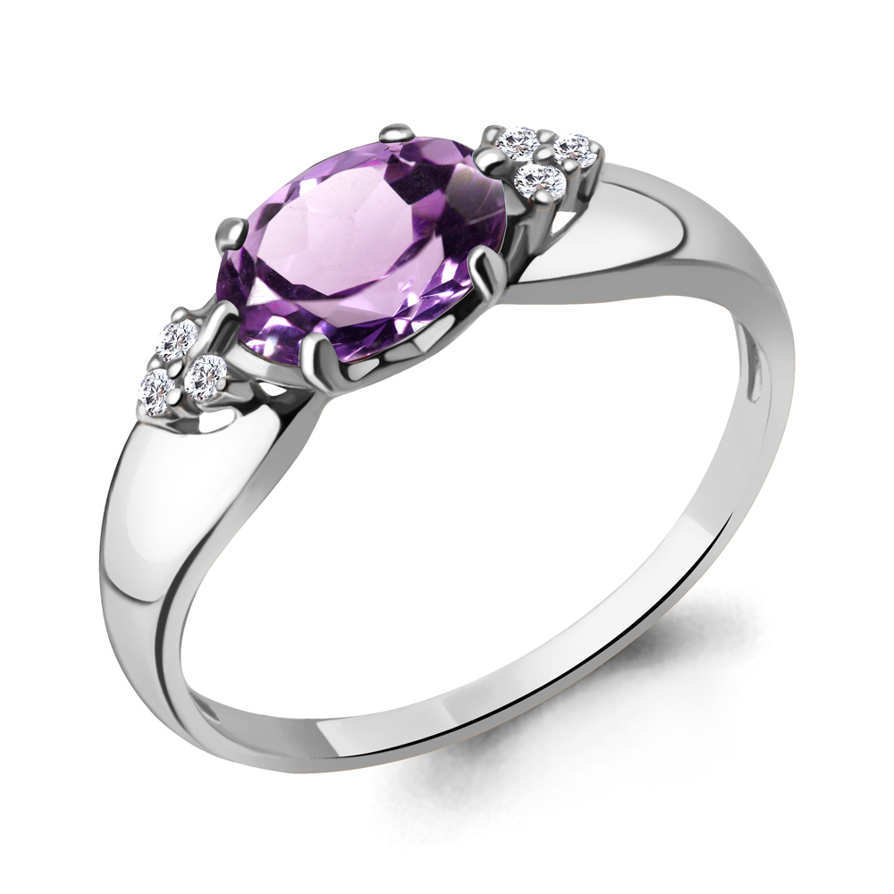 

Кольцо из серебра с аметистом/фианитом р. Aquamarine 6914704А, 6914704А_925_р
