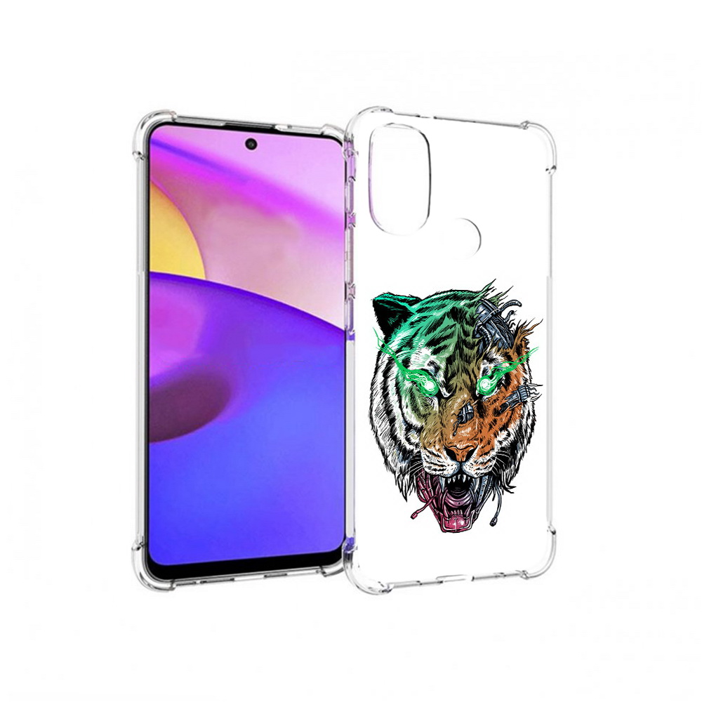 

Чехол MyPads Tocco для Motorola Moto E30 робо-тигр (PT227074.357.584), Прозрачный, Tocco