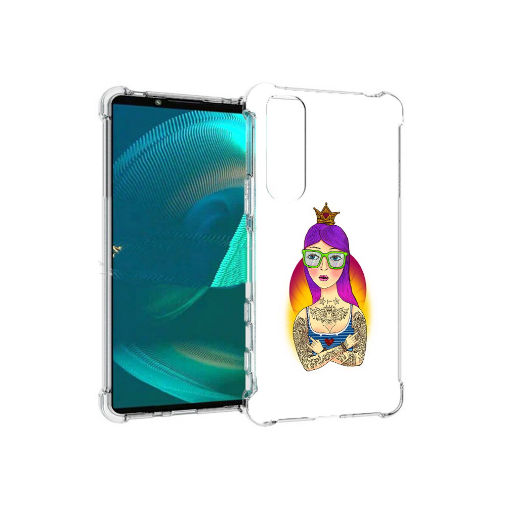 

Чехол MyPads Tocco для Sony Xperia 5 III девушка в татуировках с короной, Прозрачный, Tocco