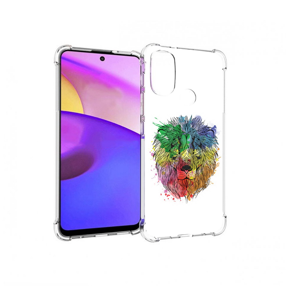 

Чехол MyPads Tocco для Motorola Moto E30 разноцветный гордый лев (PT227074.357.573), Прозрачный, Tocco