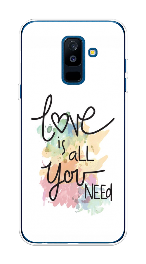 

Чехол на Samsung Galaxy A6 Plus "Love is all you need", Белый;черный;зеленый, 26050-1