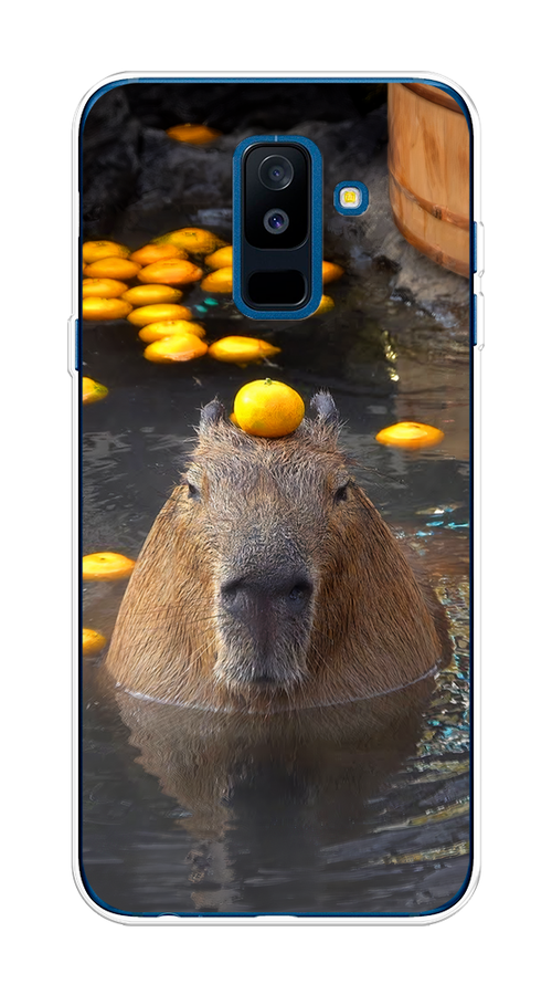 

Чехол на Samsung Galaxy A6 Plus "Капибара отдыхает", Коричневый;оранжевый;серый, 26050-1
