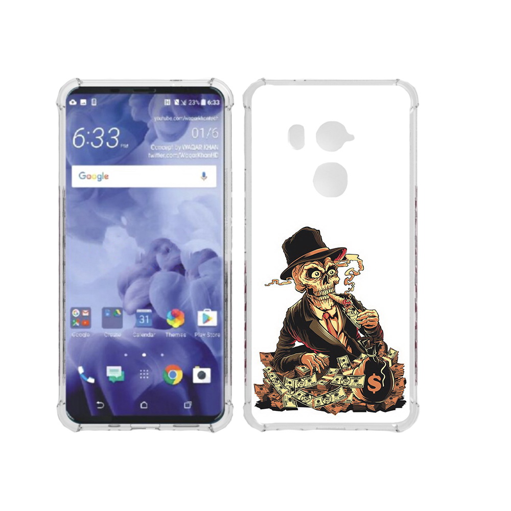 

Чехол MyPads Tocco для HTC U11 Plus нарисованный череп с сигаретой, Прозрачный, Tocco