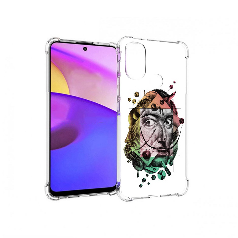 

Чехол MyPads Tocco для Motorola Moto E30 разноцветное лицо абстракция (PT227074.357.570), Прозрачный, Tocco