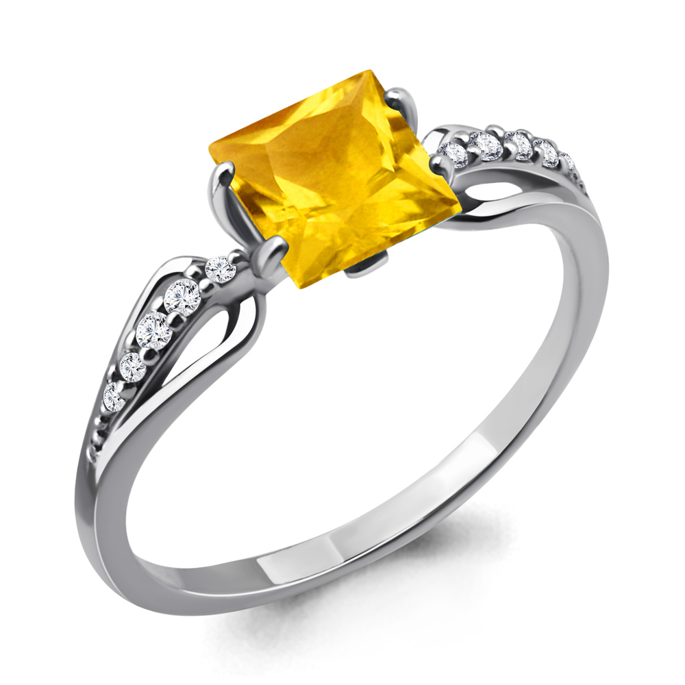 

Кольцо из серебра с цитрином/фианитом р. Aquamarine 6524106А, 6524106А_925_р