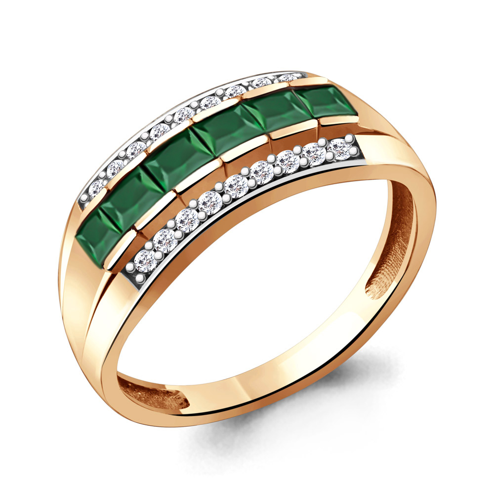 

Кольцо из серебра с агатом/фианитом р. Aquamarine 6536409А, 6536409А_925_з