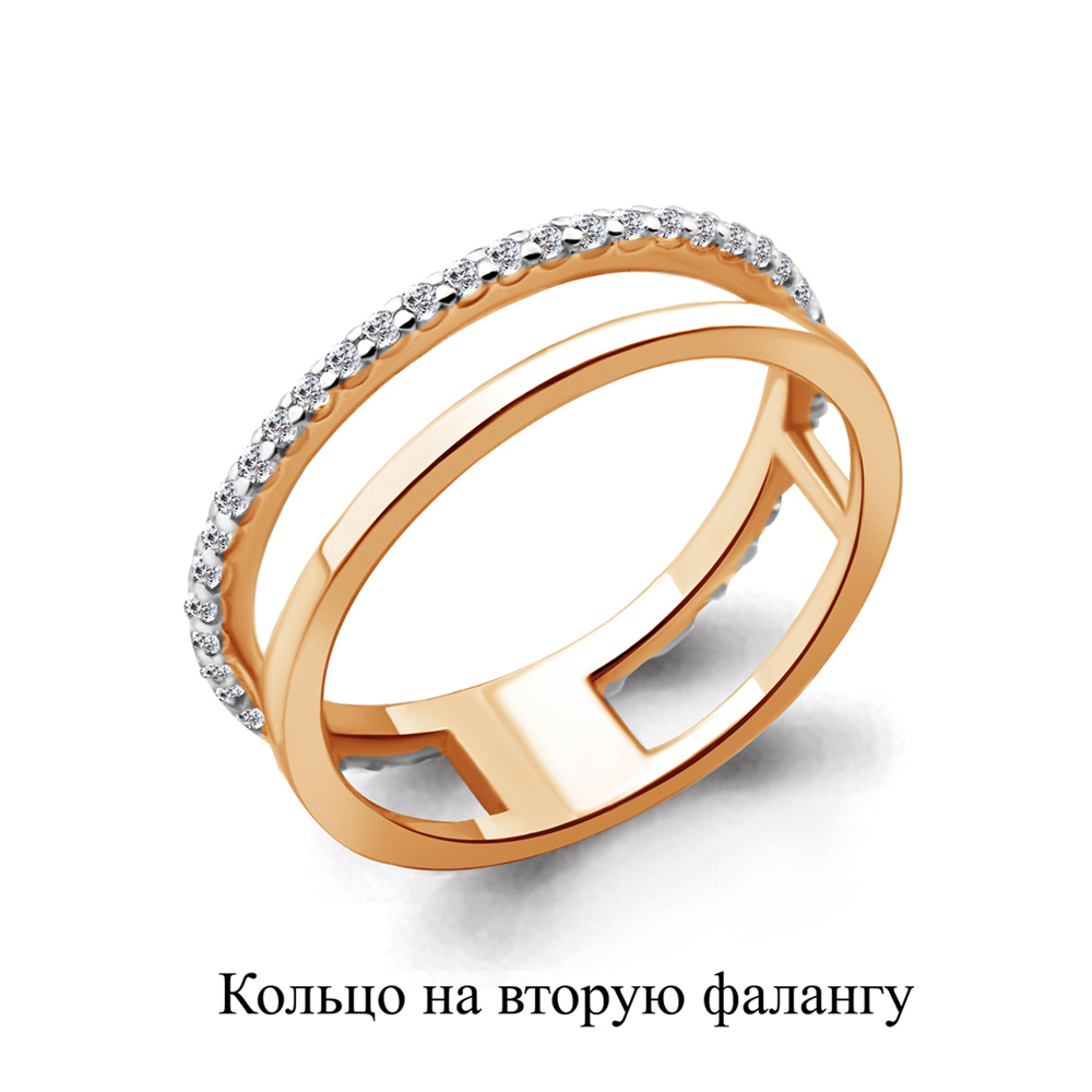 

Кольцо фаланговое из красного золота с фианитом р. Aquamarine 67510А, 67510А_585_кз