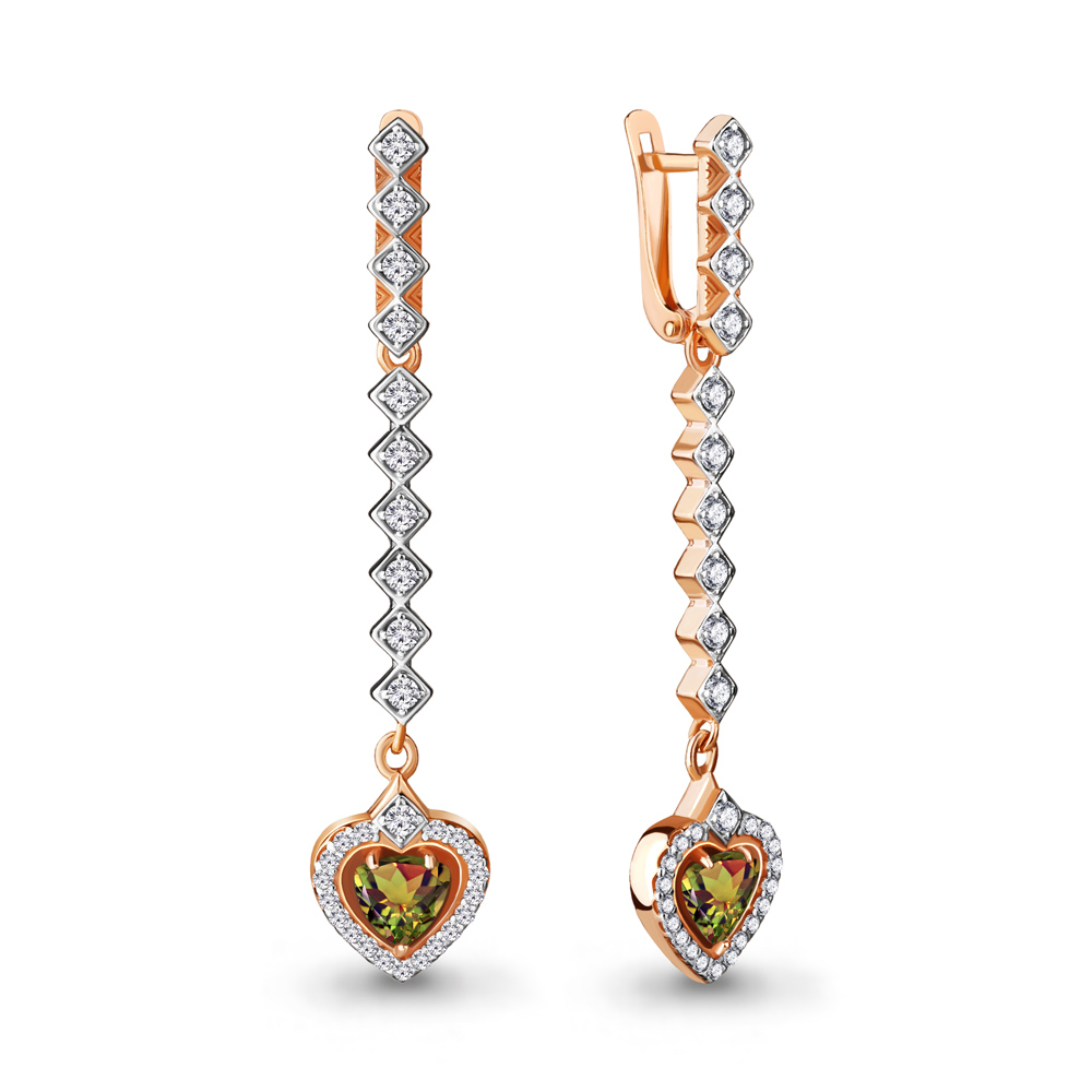 

Серьги подвески из серебра с султанитом искусственным/фианитом Aquamarine 4719919А, 4719919А_925_з