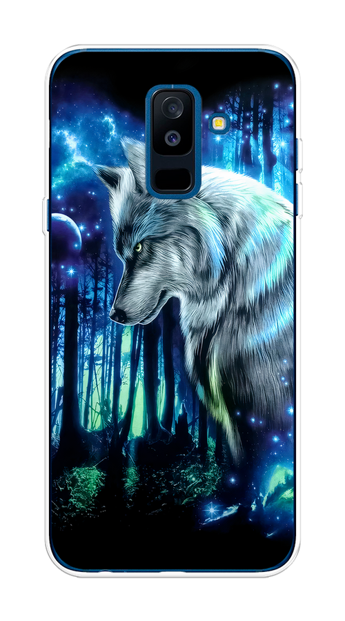 

Чехол на Samsung Galaxy A6 Plus "Сказочный волк", Синий;серебристый;черный, 26050-1