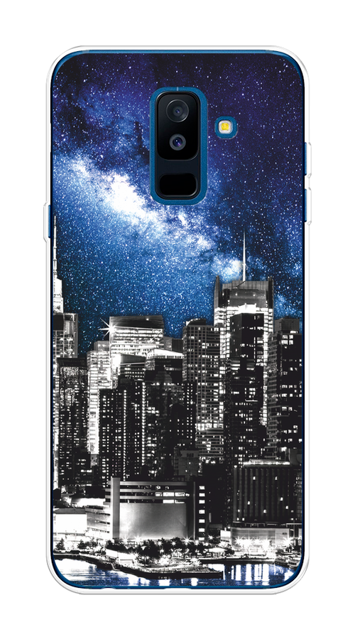 

Чехол на Samsung Galaxy A6 Plus "Космический Нью-Йорк", Синий;серый, 26050-1