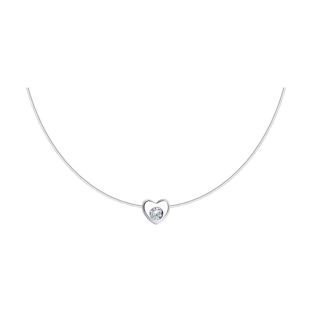 

Колье из серебра 40 см SOKOLOV 94070640, фианит, 94070640