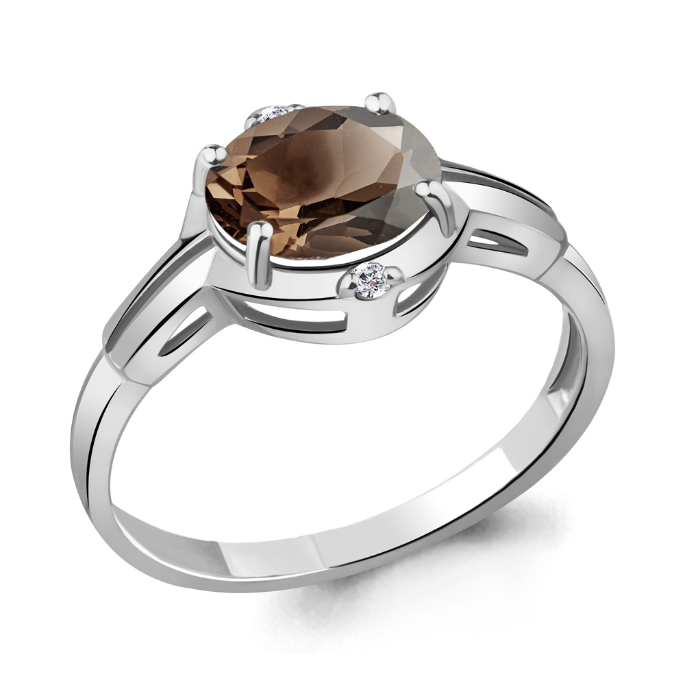 

Кольцо из серебра с кварцем/фианитом р., Aquamarine 6448901, 6448901_925_р